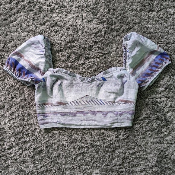 Aritzia Wilfred Wander Linen Puff-Sleeve Blouse Medium - Picture 1 of 12